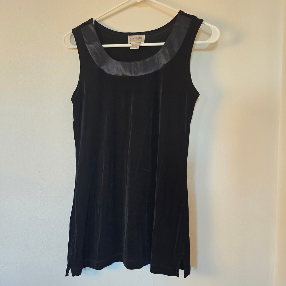 Chicos Tank Top Sleeveless Blouse Womens 0 Black